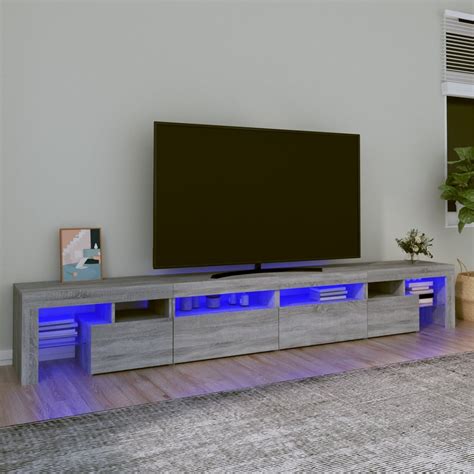 Fhe Meuble Tv Avec Lumi Res Led Sonoma Gris Yosoo Dx