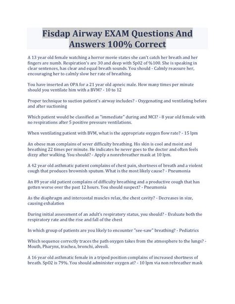 Fisdap Airway Exam Questions And Answers Correct Browsegrades