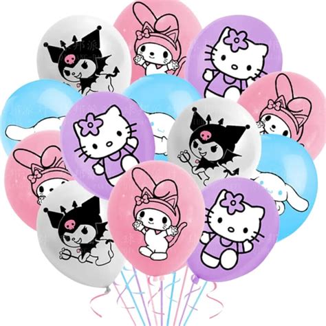 Pack 12 Globos Látex Decorativo para Cumpleaños Kuromi y sus Amigos