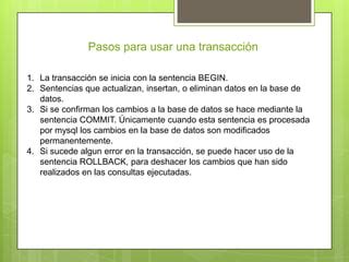 Transacciones Y Errores En Mysql PPT