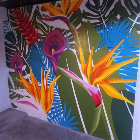 Mural De Plantas Tropicales A Full Color In Mural Painting Art