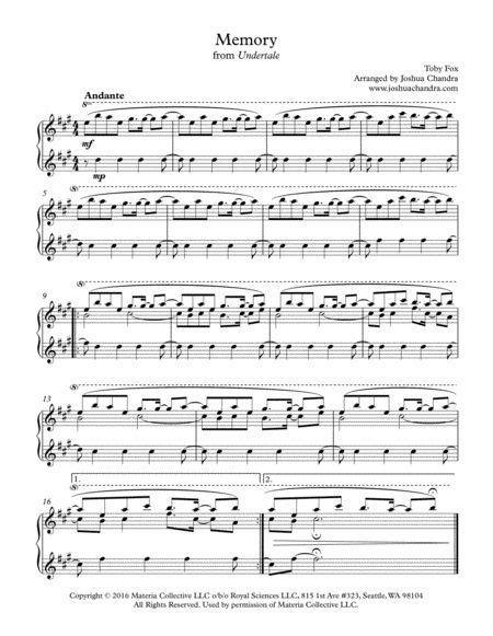 Memory From Undertale Sheet Music Undertale Undertale Music