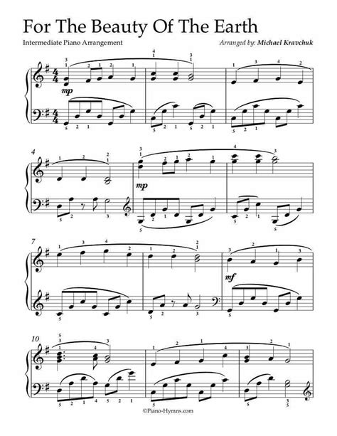 Free Piano Arrangement - For The Beauty Of The Earth - Intermediate ...