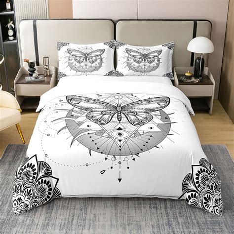 Yst Percent Cotton White Butterfly Duvet Cover Full Sun And Moon