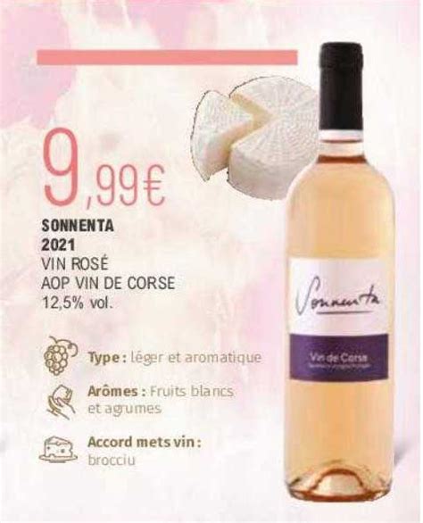 Offre Sonnenta 2021 Vin Rosé Aop Vin De Corse chez La Vignery