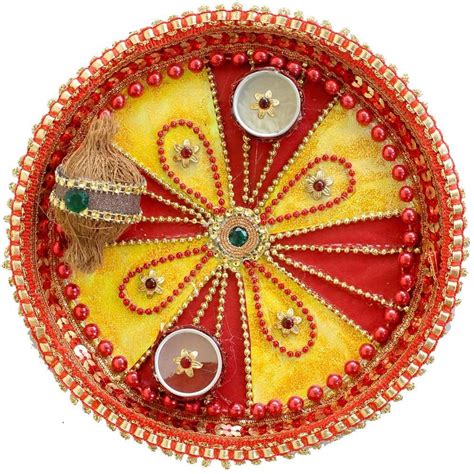 Designer Red N Yellow Thali Bhaidooj Gifts Bhaidooj