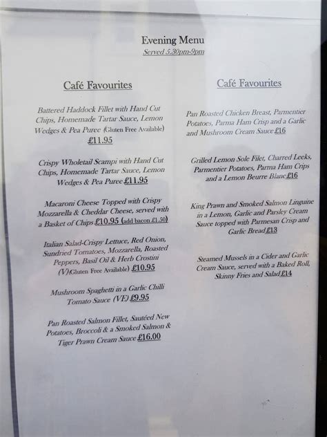 Menu At The Caledonian Cafe Portree