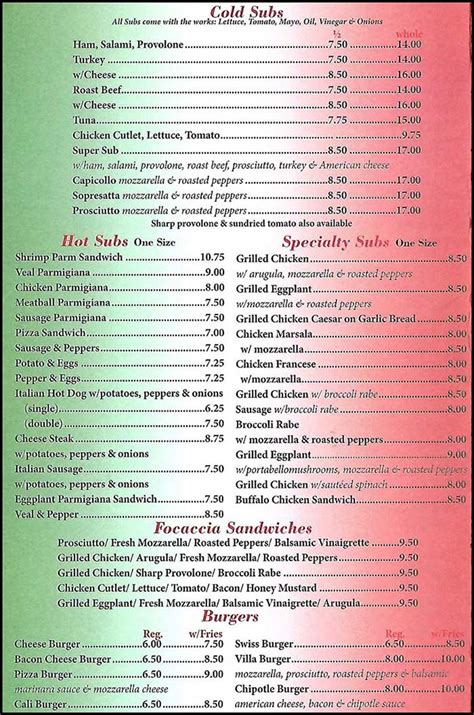 subs menu