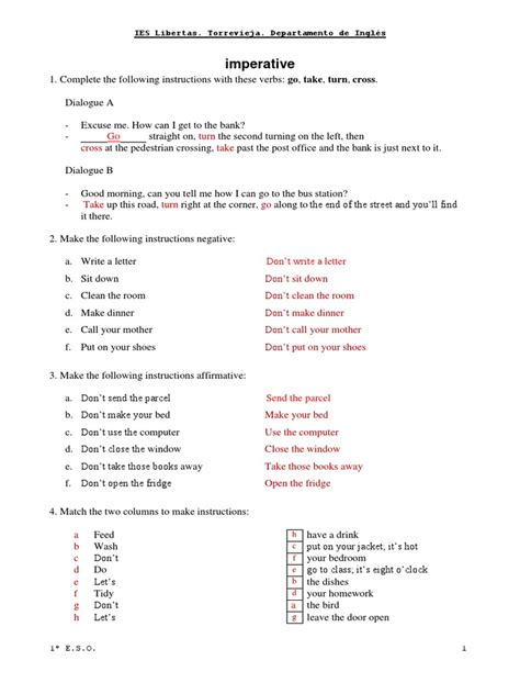 IMPERATIVE Exercises PDF | PDF | Morphology | Language Mechanics