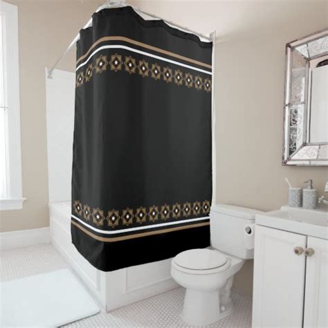 Brown And Black Geometric Pattern Shower Curtain Uk