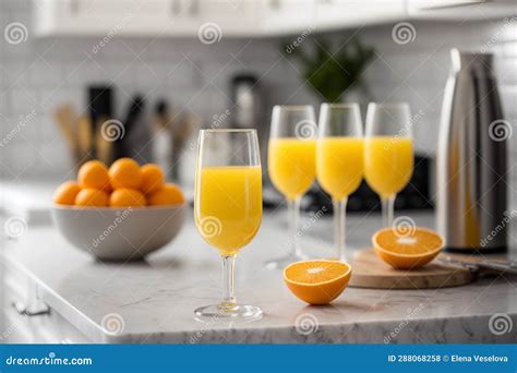 Mimosa Cocktail in Flute Glasses on a Countertop, Generative AI Stock Photo - Image of wine ...