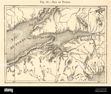 Bahía De Fundy Canadá Nova Scotia Croquis De 1886 Plan Antigua