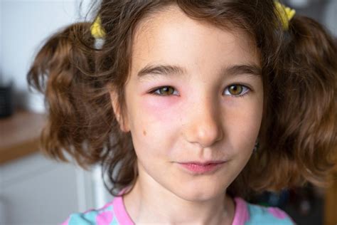 Premium Photo | A red swollen eyelid on a child face in closeup is an allergy to an insect bite ...