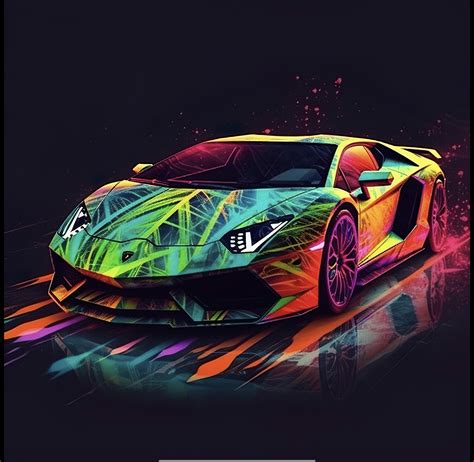 Abstract Neon Art Design Lamborghini Car Digital Download Png File - Etsy