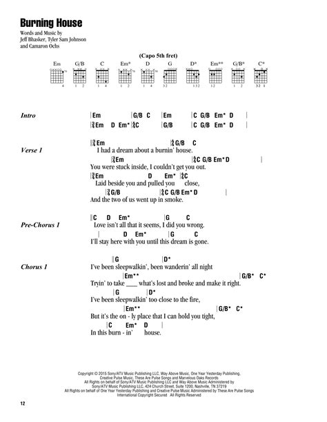 Burning House By Cam Sheet Music For Guitar Chordslyrics At Sheet