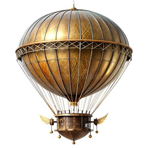 Vintage Steampunk Hot Air Balloon Retro Airship Stock Illustration