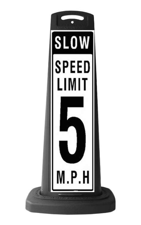 Black Vertical Panel W Reflective Slow Speed Limit 5 Mph Sign