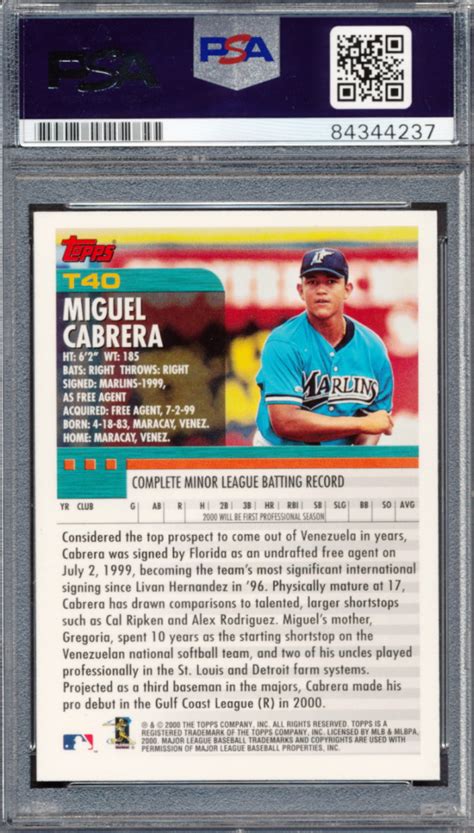 Miguel Cabrera Signed Topps Traded T Rc Psa Encapsulated