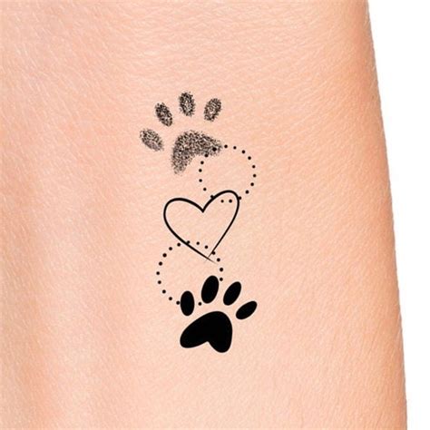 Paw Print Heart Temporary Tattoo Etsy