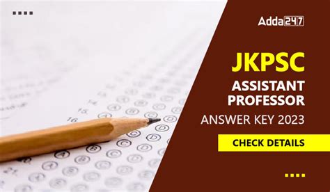 Jkpsc Assistant Professor Answer Key 2023 Released Download At Jkpsc