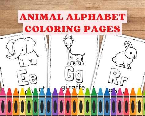 26 Printable Animal Alphabet Coloring Pages Etsy