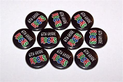 6th Grade Rocks Pins 10 Pack Pinback Buttons Party Favors Etsy