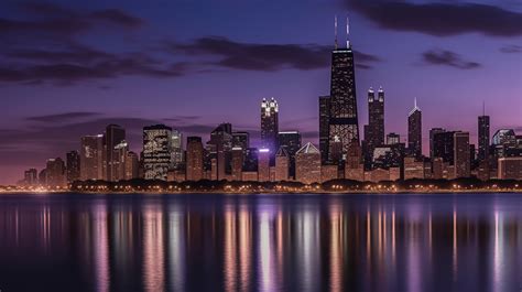 Chicago Skyline At Night - Spectly AI Art Marketplace