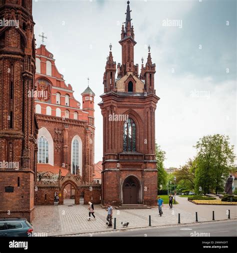 Brick Gothic Church Of St Anne Spring In Vilnius Square Photo Of