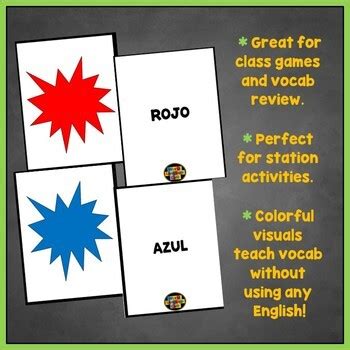 Spanish Colors Flashcards, Large Flashcards, Games by World Language Cafe