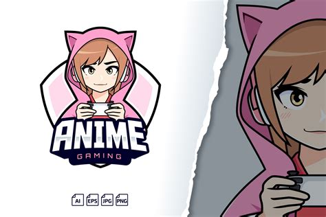 Anime Gamer Girl Logo Gráfico por tkztype · Creative Fabrica