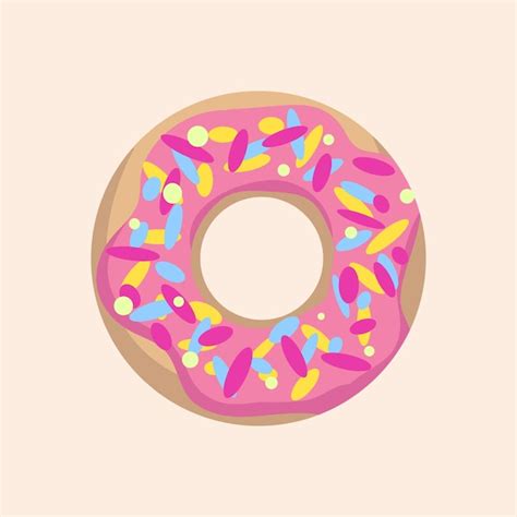 Premium Vector Donut With Pink Glaze And Multicolored Powder Vector