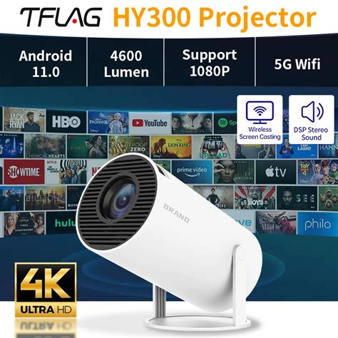 TLag HY300 Projetor Inteligente 4K Android 11 0 Mini Portátil 5G WIFI