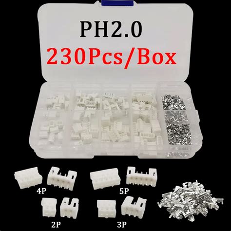 230Pcs Box PH2 0 2P 3P 4P 5P Terminal Kit Housing Pin Header 2 0mm