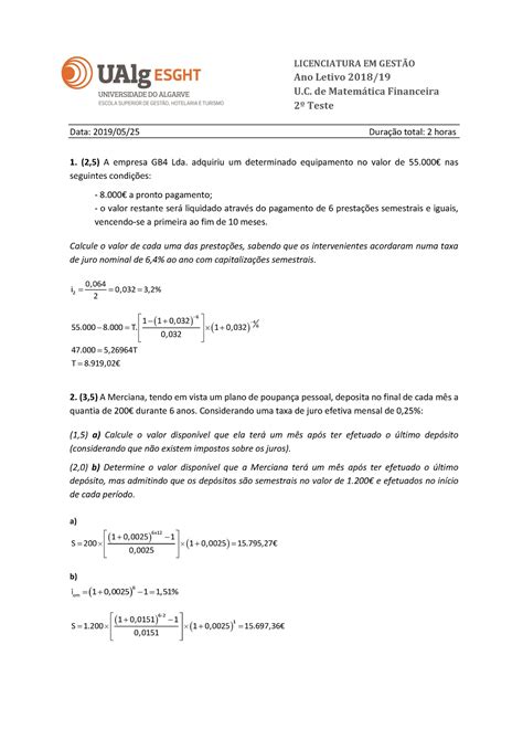 Teste Resolvido Grh Licenciatura Em Gesto Ano Letivo U