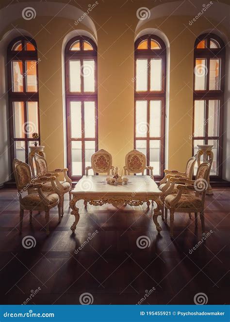 Ancient Royalty Dining Room, Medieval Furniture Style with Golden