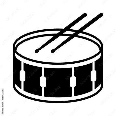 Snare Drum Or Side Drum With Drumsticks Musical Instrument Flat Vector