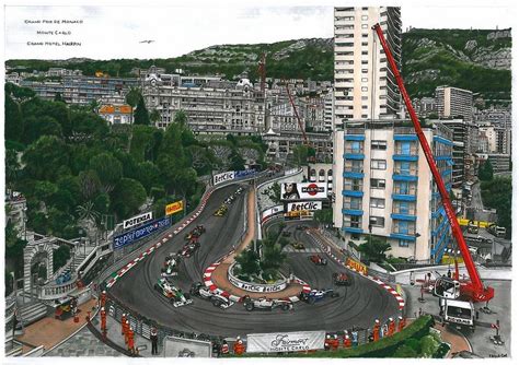 GP Monaco Grand Hotel Hairpin Drawing by Przemek Wiecek - Pixels