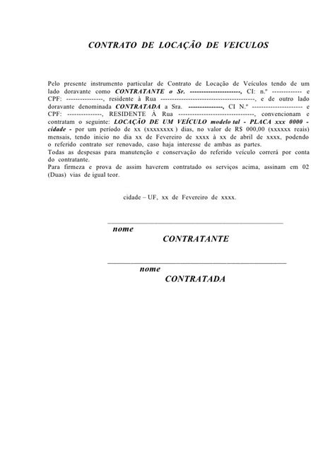 CONTRATO DE LOCAÇÃO DE VEICULOSPelo presente instrumento particular de