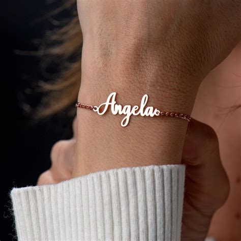 14k Gold Name Bracelet Gold Personalized Name Bracelet Etsy