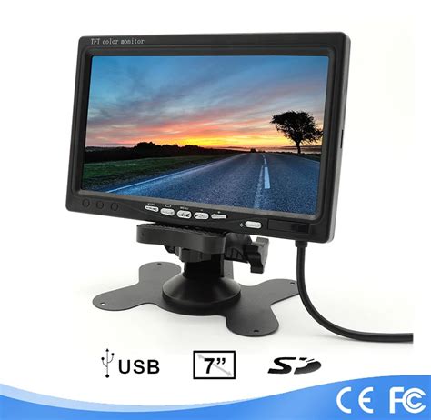 7 Inch Tft Lcd Color Monitor 2 Video Input Car Rear View Monitor Dvd Vcr Monitor With Remote And