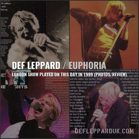 Years Ago Def Leppard Euphoria Tour In London Fan Review