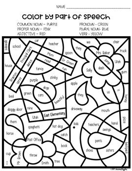 Free Parts Of Speech Coloring Pages Boringpop