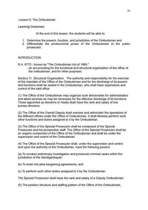 CJS Lesson 9The Ombudsman Lesson 9 The Ombudsman Learning Outcomes