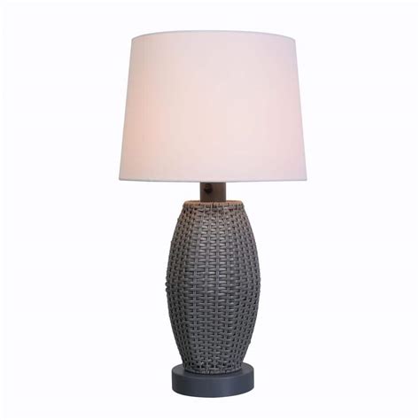 Hampton Bay Chaleston 28 In Gray Outdoor Indoor Tapered Table Lamp