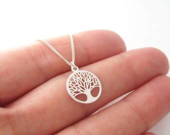 Collier Pendentif Rond Arbre De Vie En Argent E Etsy