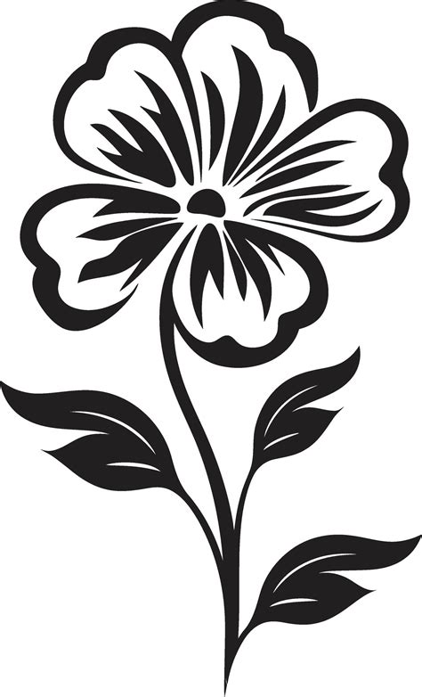 Graceful Flower Vector Black Symbol Detail Minimalistic Bloom Symbol