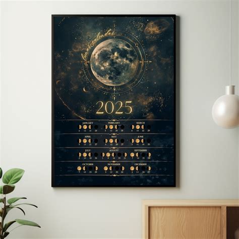 magical lunar calendar  moon phases poster  dpi size