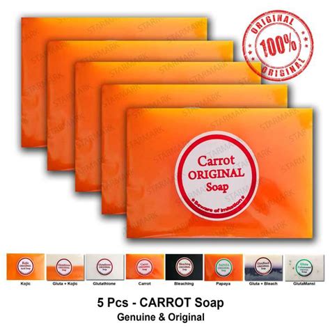 Carrot Soap Soaps Original CARROT Pure ORANGE Clear Packaging Kojic