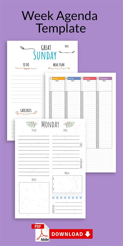 Keep all your tasks in order with this Week Agenda. The better your organize your work the ...