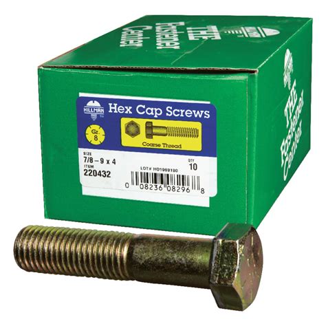 Hillman 78 9 In D X 4 In L Heat Treated Steel Hex Head Cap Screw 10